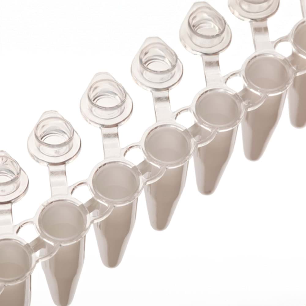 AmpliStar-II 8-Strip 0.2ml White PCR Tubes, Attached Optical Flat Caps - 120