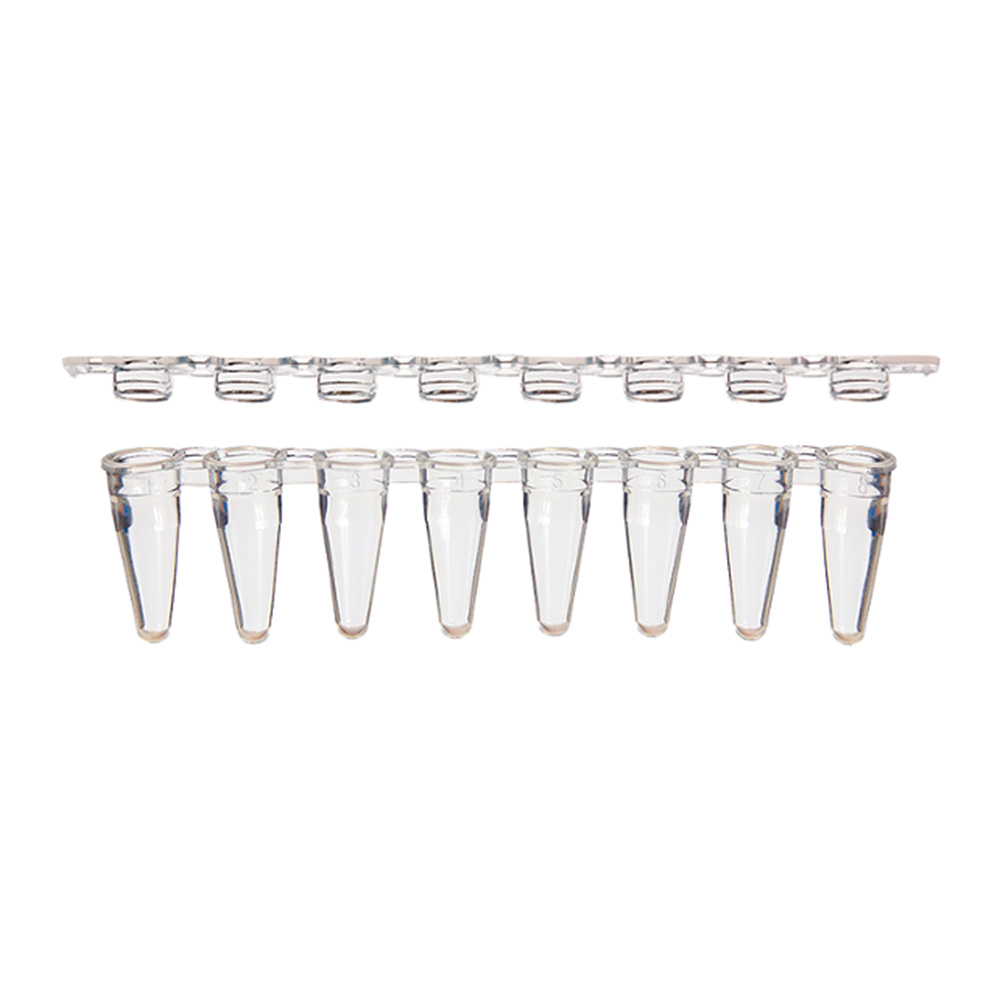 AmpliStar-II 8-Strip 0.1ml Low-Profile PCR Tubes and Optical Flat Caps - 125