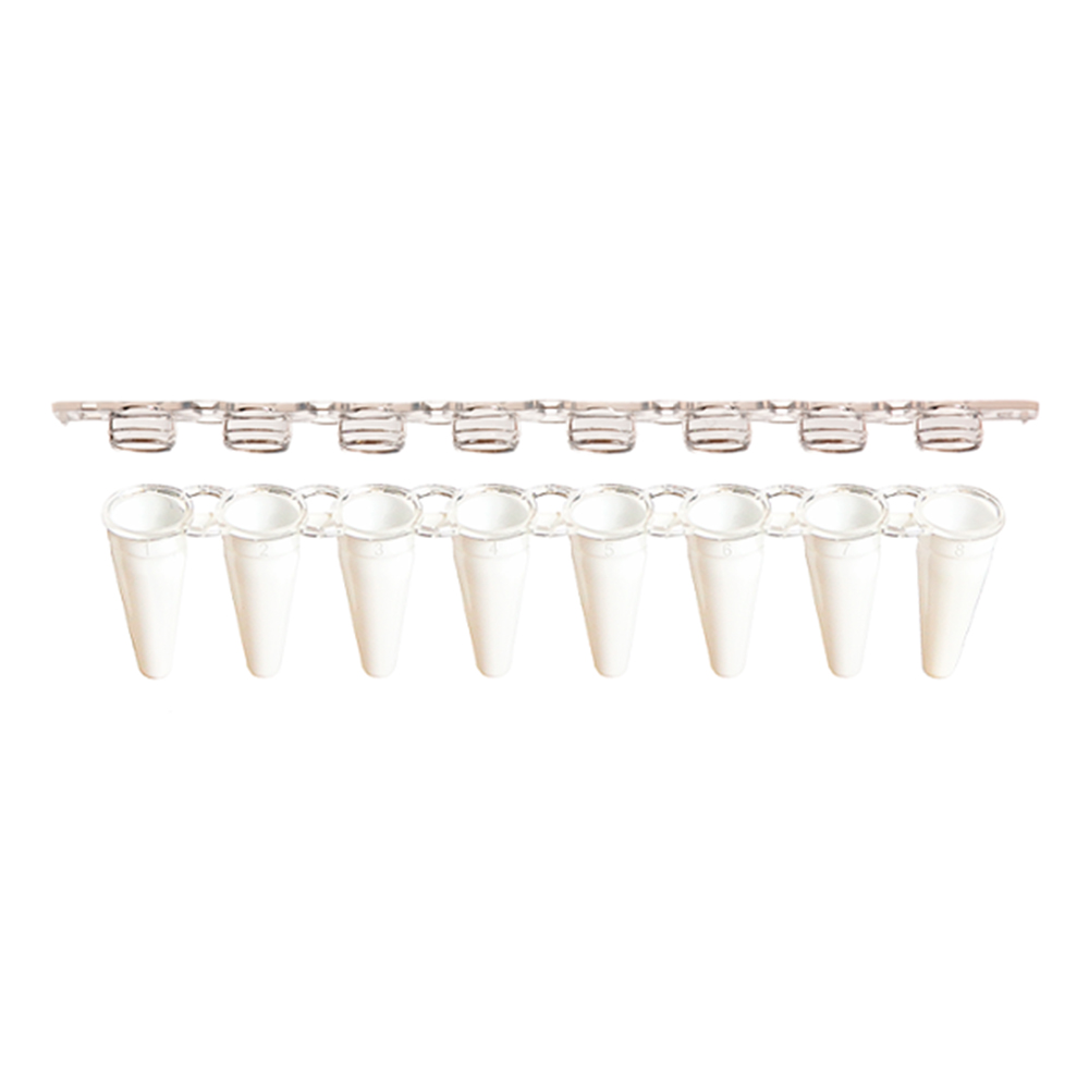AmpliStar-II 8-Strip 0.1ml Low-Profile White PCR Tubes with Optical Flat Caps - 125